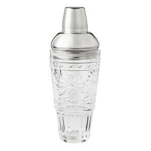 Pioneer Woman Cassie Embossed Clear Glass Cocktail Shaker Mixer New